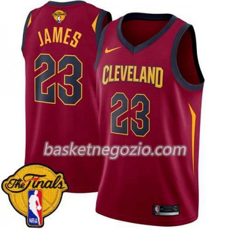 Canotte Uomo Cleveland Cavaliers LeBron James 23 2018 NBA Finals Patch Nike Rosso Swingman